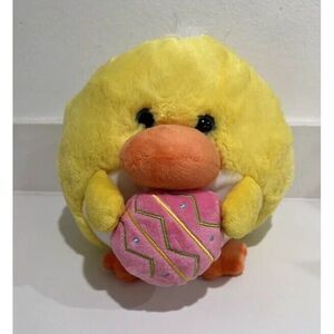 HugFun Round Yellow Chick Plush 8" Stuffed Animal‎ Happy Go Fluffy Spring Easter